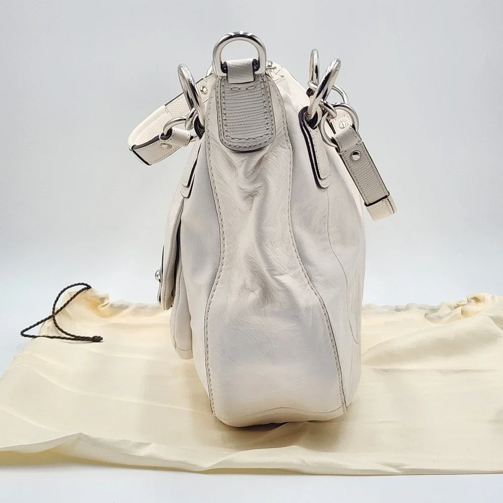 Coach Kristin Round Satchel White Nappa Leather Crossbody Strap Dustbag 19295